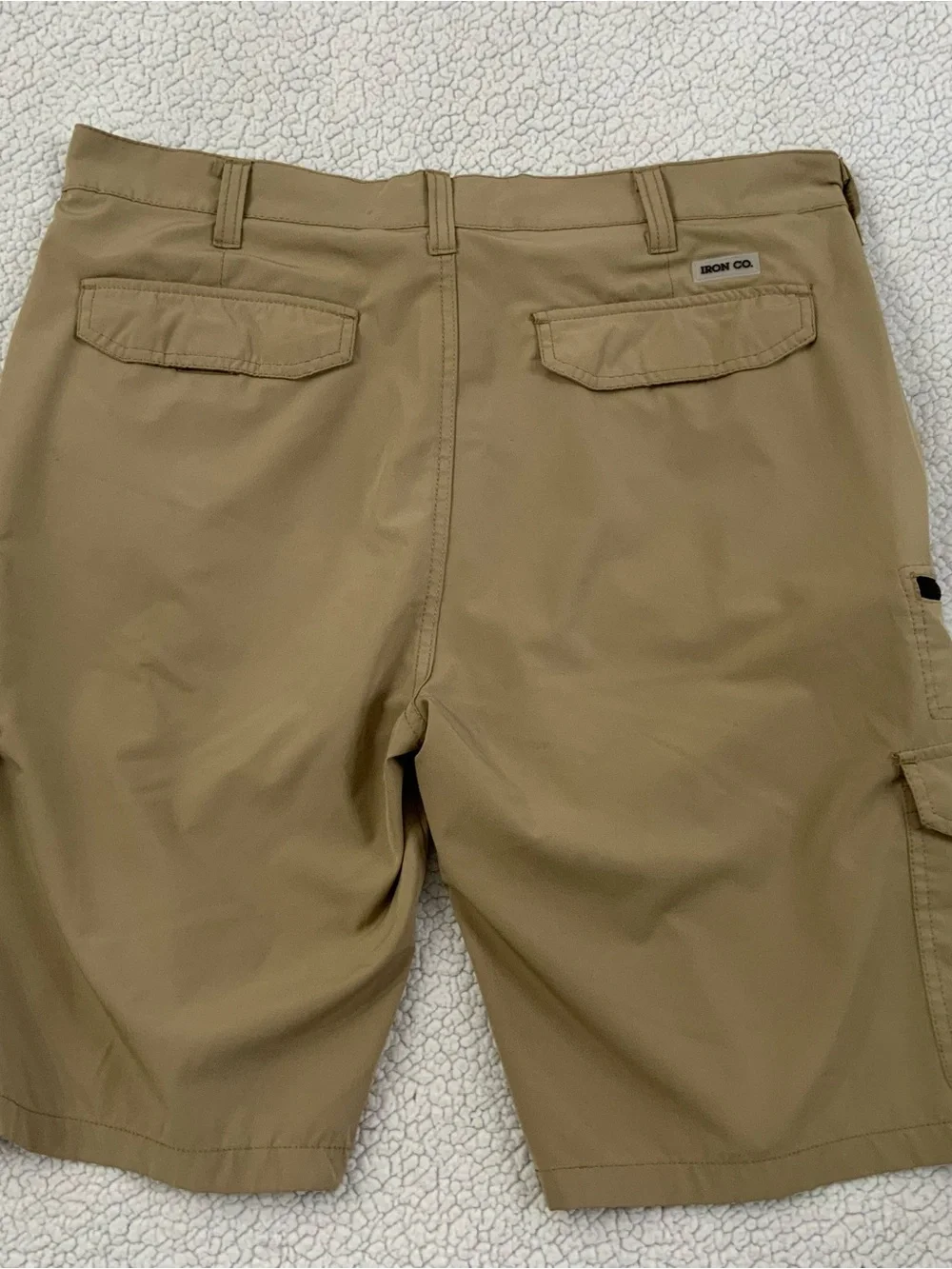 IRON Clothing Cargo Shorts Size 36 Stretch Tan 8 Pockets Performance Fabric